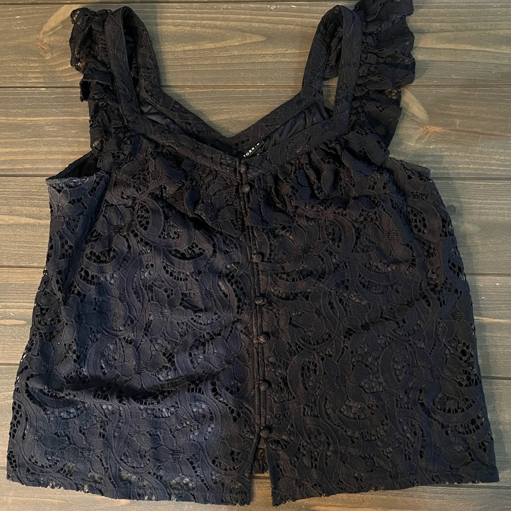 Torrid Black Lace Tank Top | Button Front | Size 0 (0X)